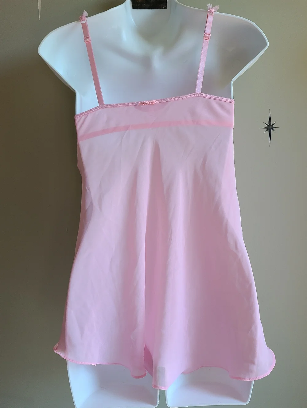 La SENZA Light Pink Sheer Babydoll Chemise with Tie Front - Picture 3 of 4